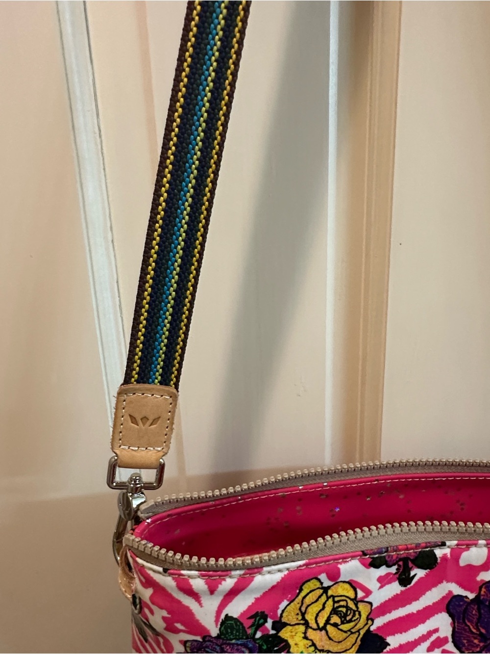 Consuela Pink Multi Floral Zebra Crossbody - Picture 4 of 5